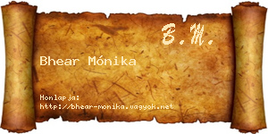 Bhear Mónika névjegykártya